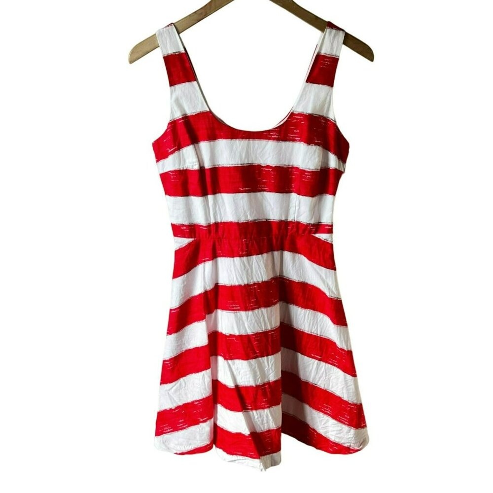 BB Dakota Womens Dress Sleeveless Red and White Striped Above the Knee Size 0